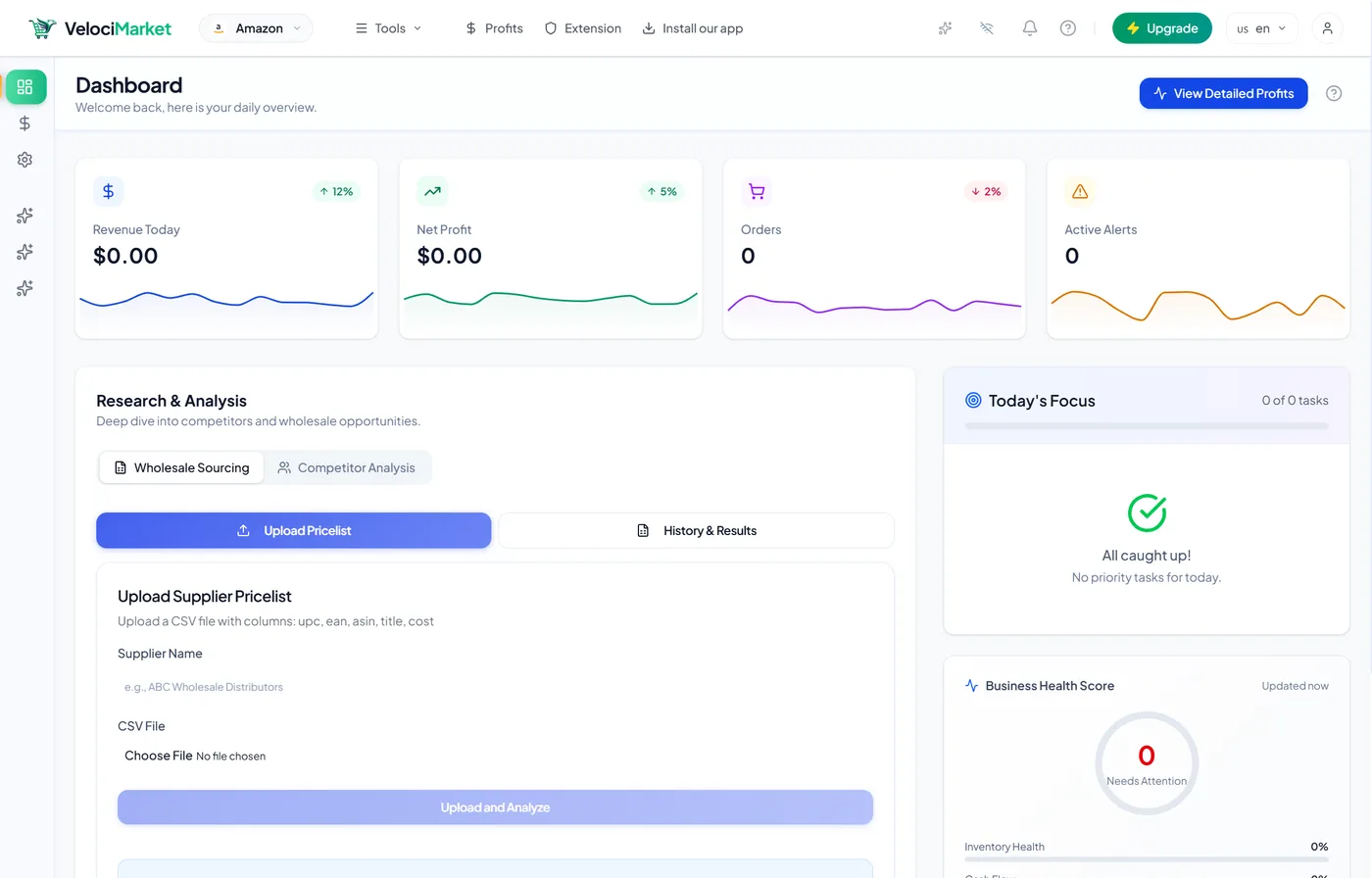 Profit Dashboard — real product screenshot