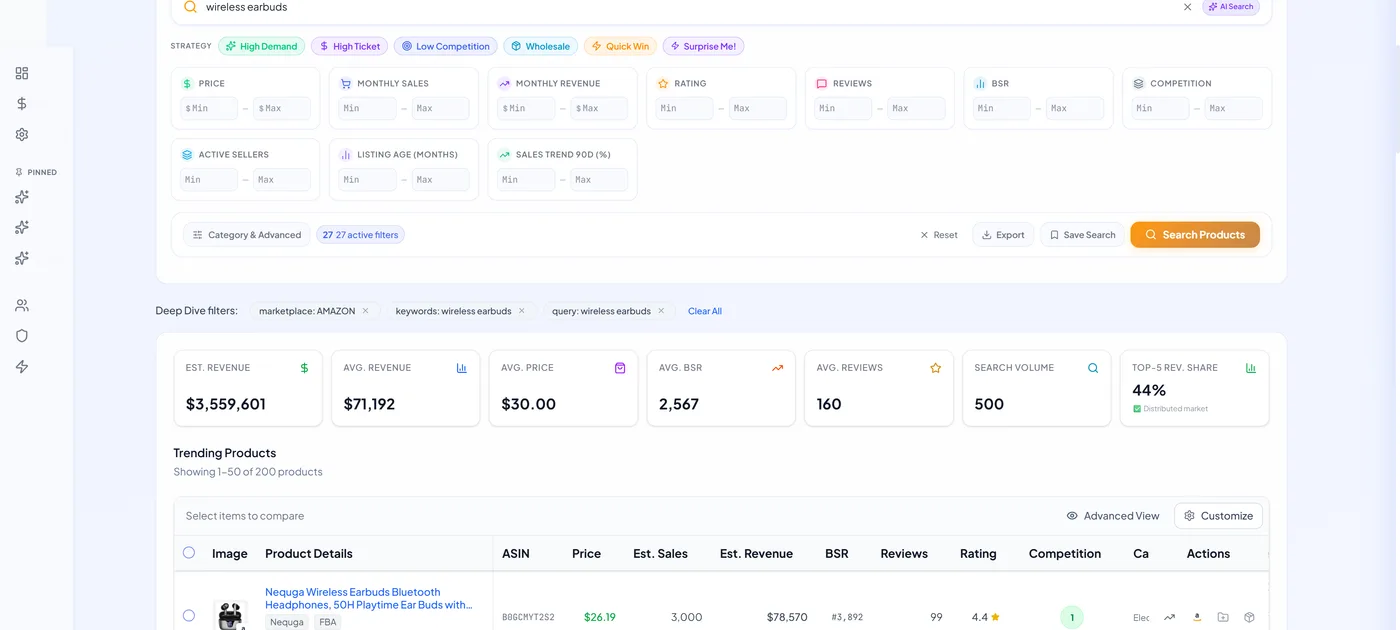 Product Finder — real product screenshot