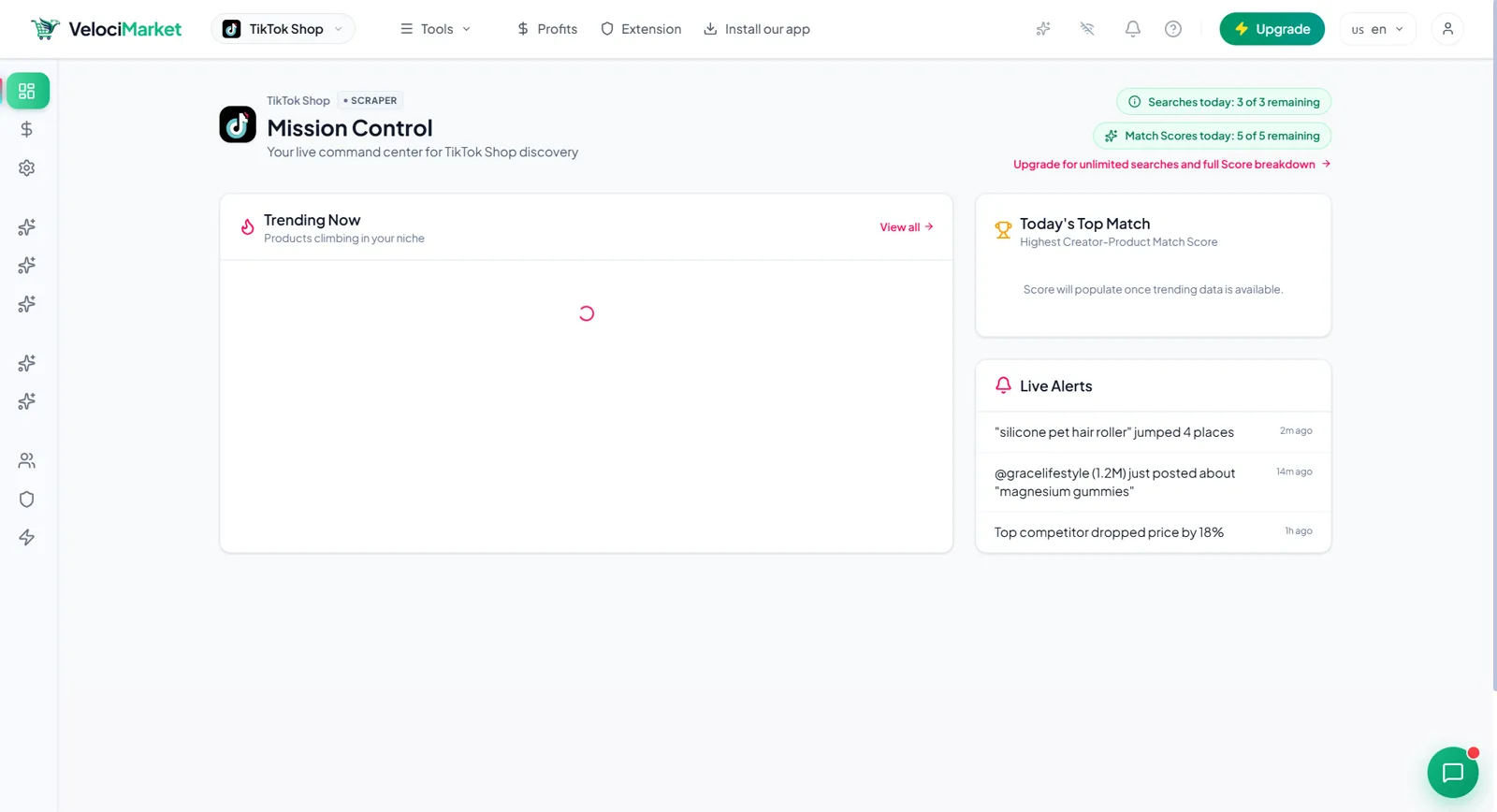 TikTok trend radar — real product screenshot