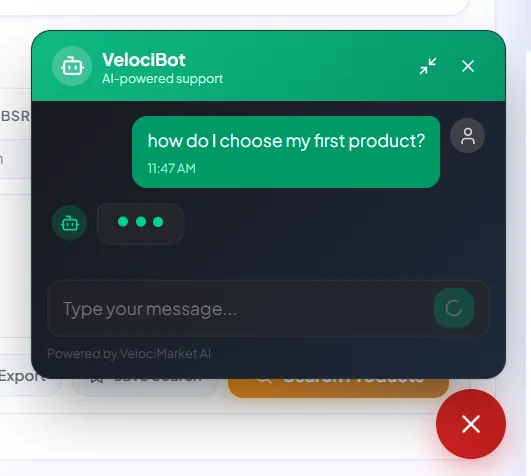 VelociBot — real product screenshot